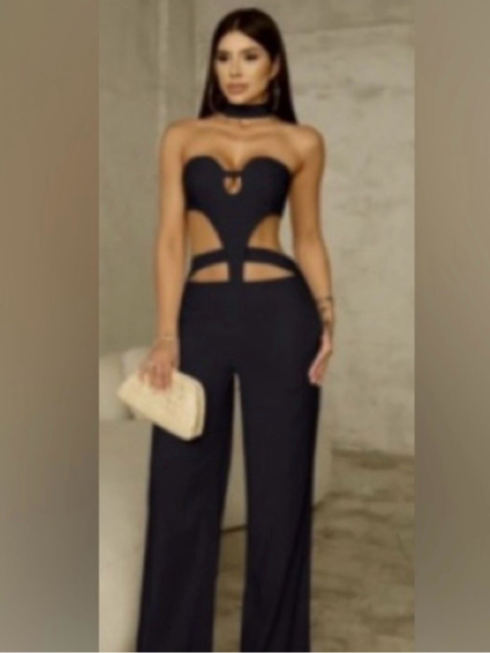 Black Strapless Jumpsuit with Sweetheart Neckline